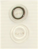 Bouton 2 trous (Plastique - Transparent cerclé noir - 17 mm)