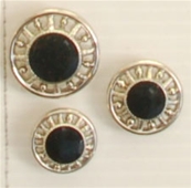 Bouton queue (Plastique - Noir cerclé argent - 18 mm)