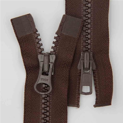 Zip 6 injecté séparable (Double curseur - 80 cm - Marron)