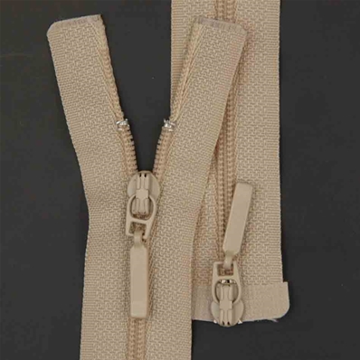 Zip 4 spirale séparable (Double curseur clou de forgeron - 65 cm - Beige)