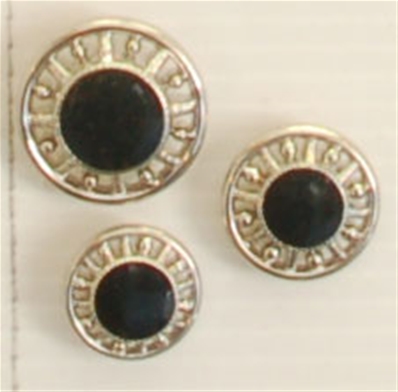 Bouton queue (Plastique - Noir cerclé argent - 20 mm)